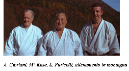 A. Cipriani, M° Kase, L. Puricelli, allenamento in montagna 