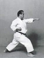 Zen-Kutsu-Dachi,<br>Gyaku Tsuki sinistro<br>(profilo)